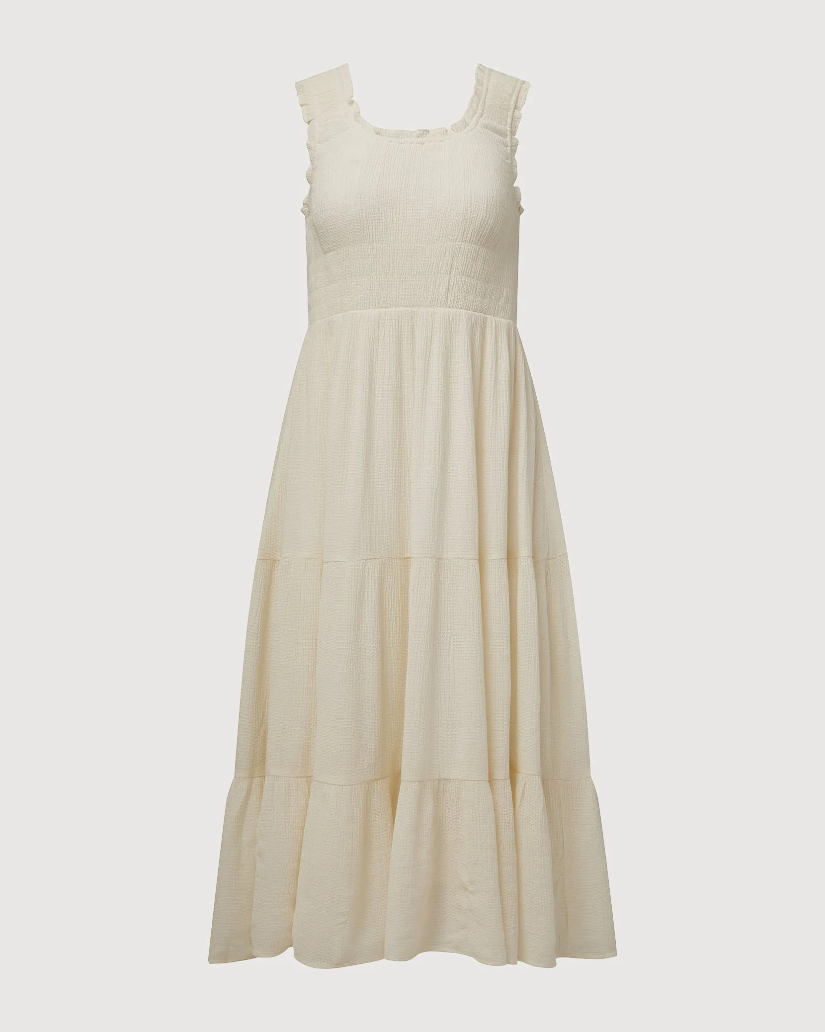 Scooped Ruffle Midi Dress