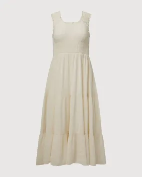 Scooped Ruffle Midi Dress