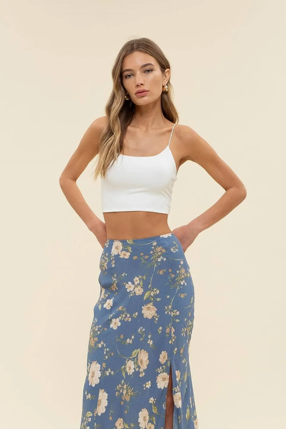 Sunni floral print midi skirt