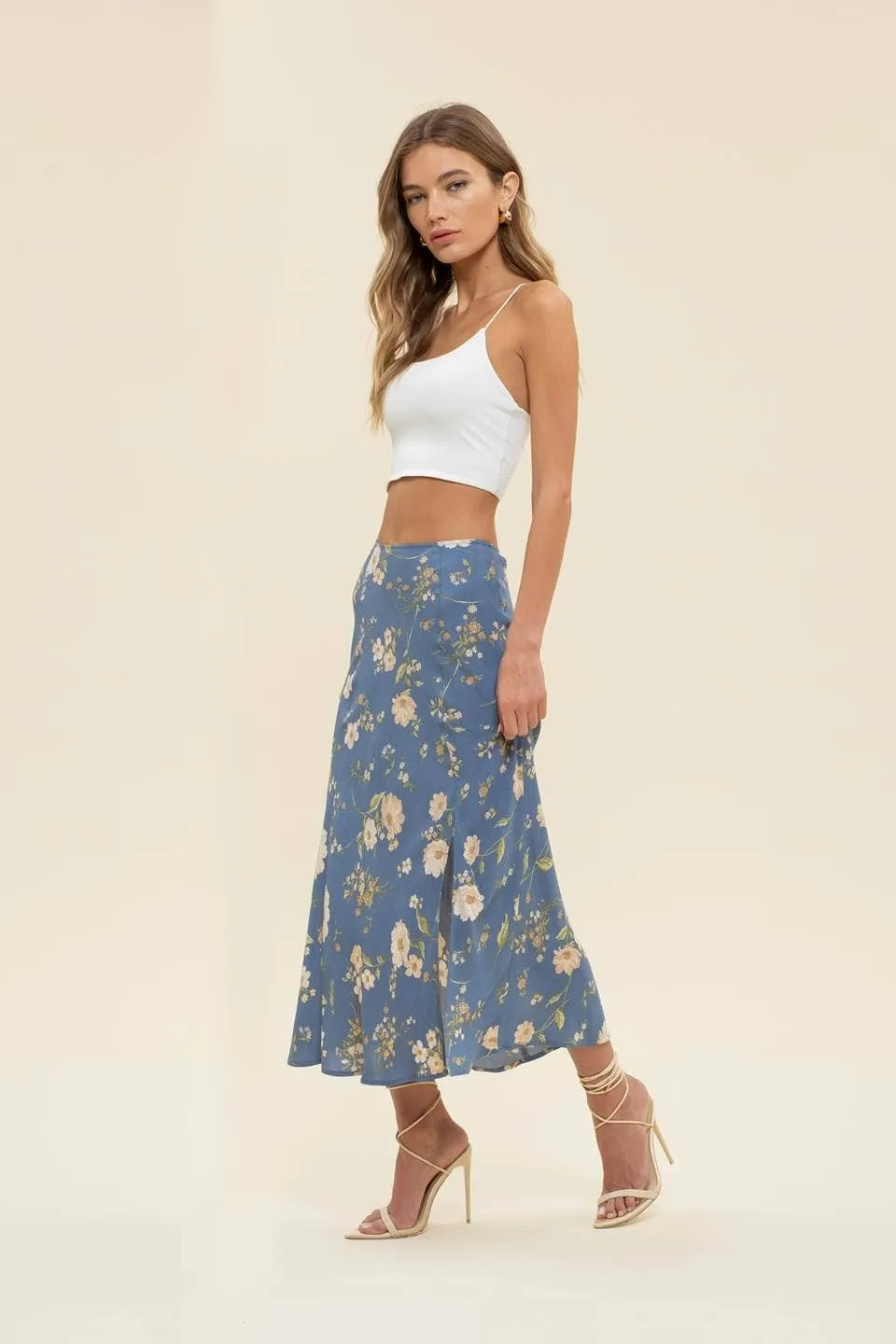 Sunni floral print midi skirt
