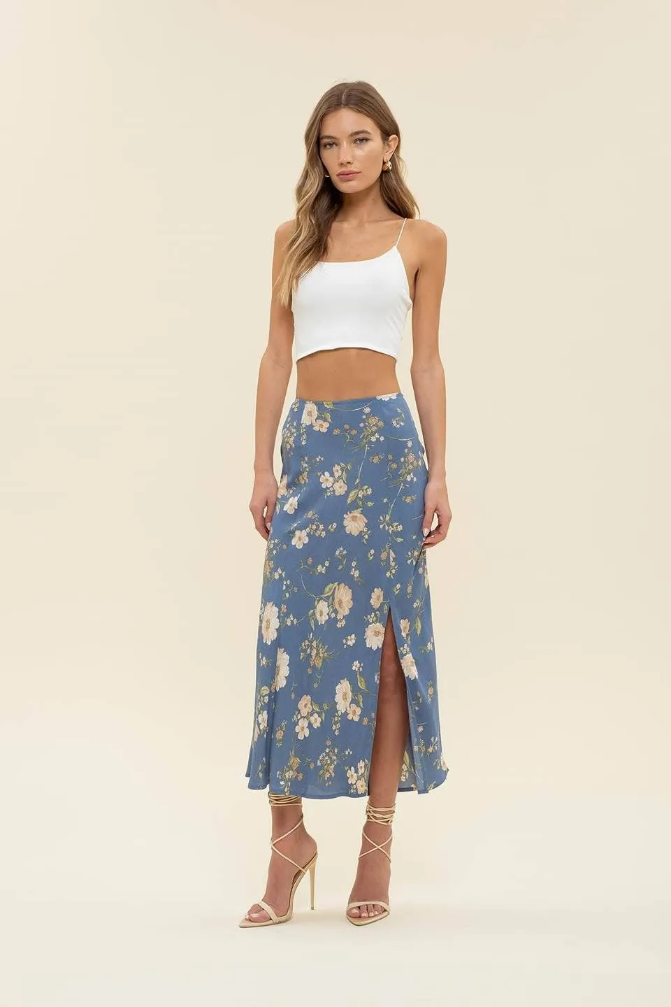 Sunni floral print midi skirt
