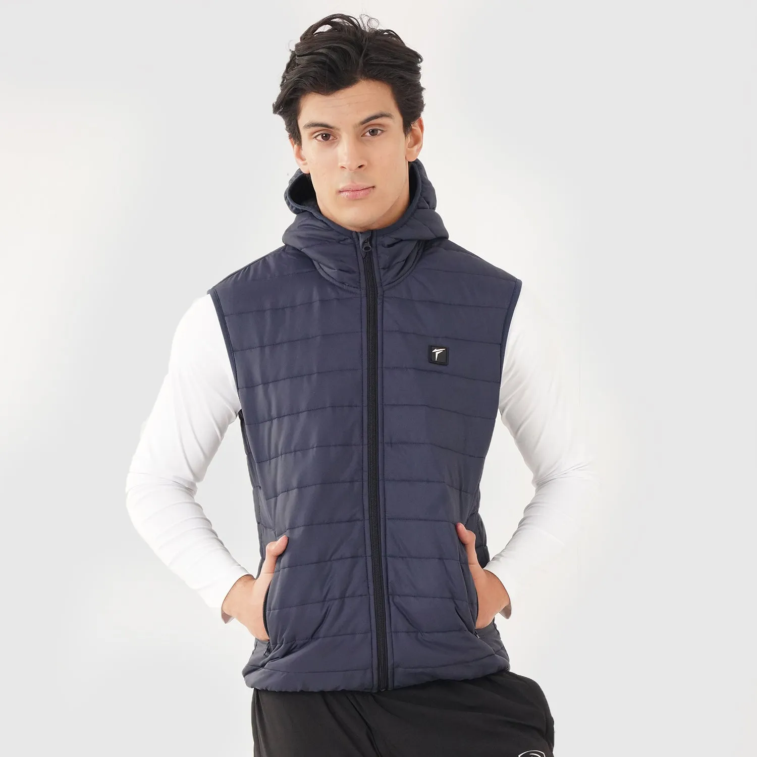 Tf-Premium Navy Sleeveless Puffer HoodieJacket