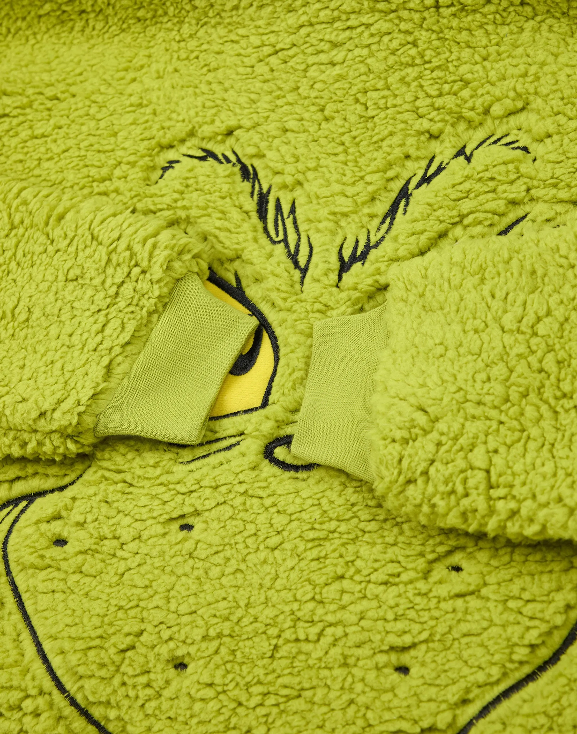 The Grinch Embroidered Face Kids Green Blanket Hoodie