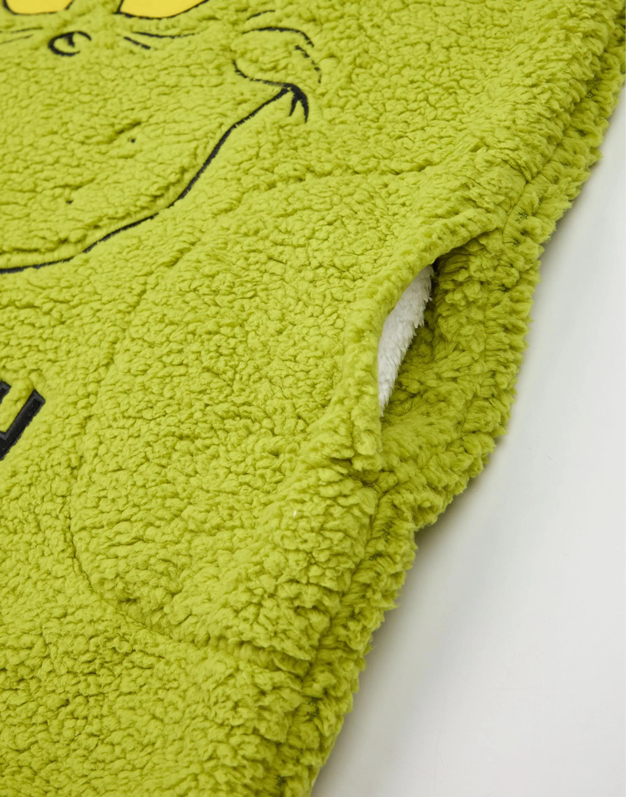 The Grinch Embroidered Face Kids Green Blanket Hoodie