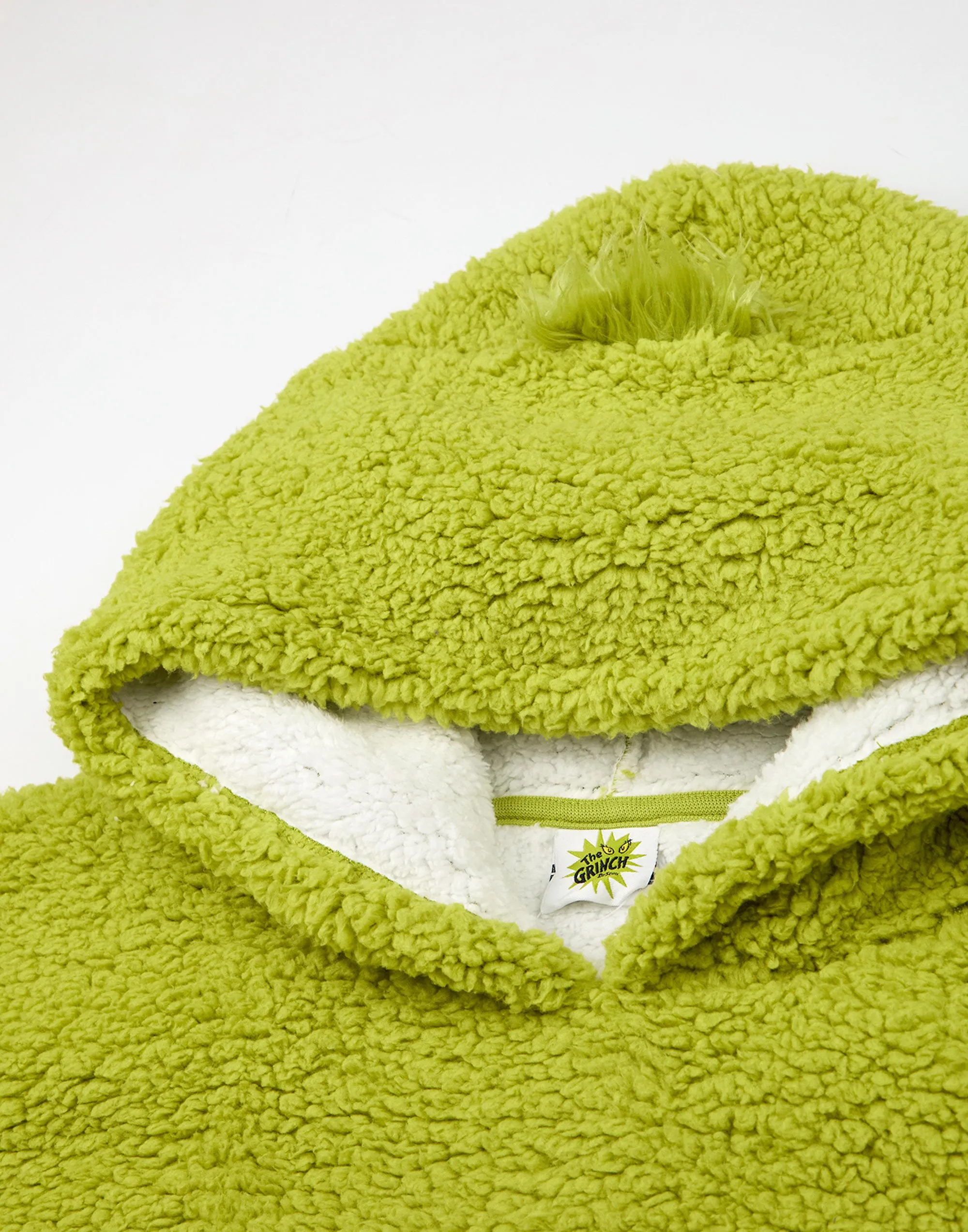 The Grinch Embroidered Face Kids Green Blanket Hoodie