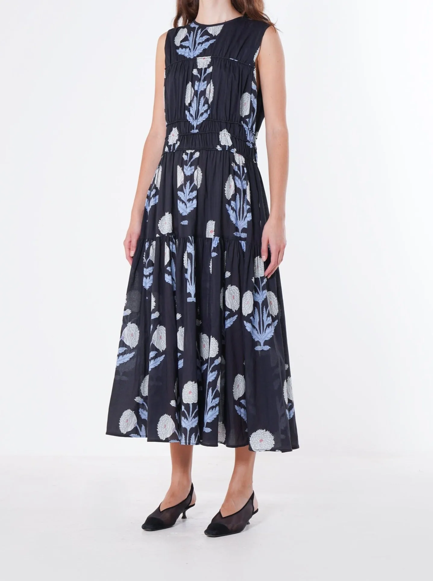 TRIPLE GATHERED DRESS | BLUE