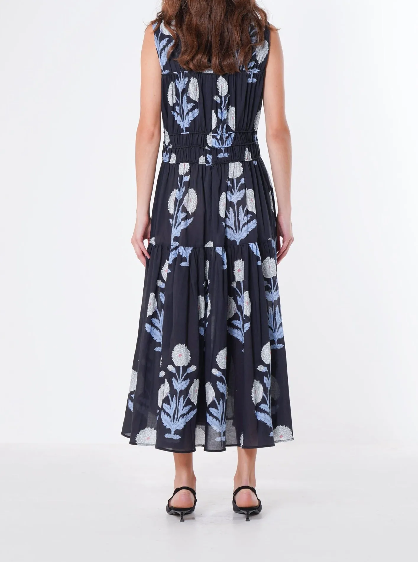 TRIPLE GATHERED DRESS | BLUE
