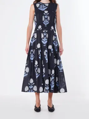 TRIPLE GATHERED DRESS | BLUE
