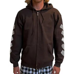 Trippy Check Zip Hoodie - Dark Chocolate Brown