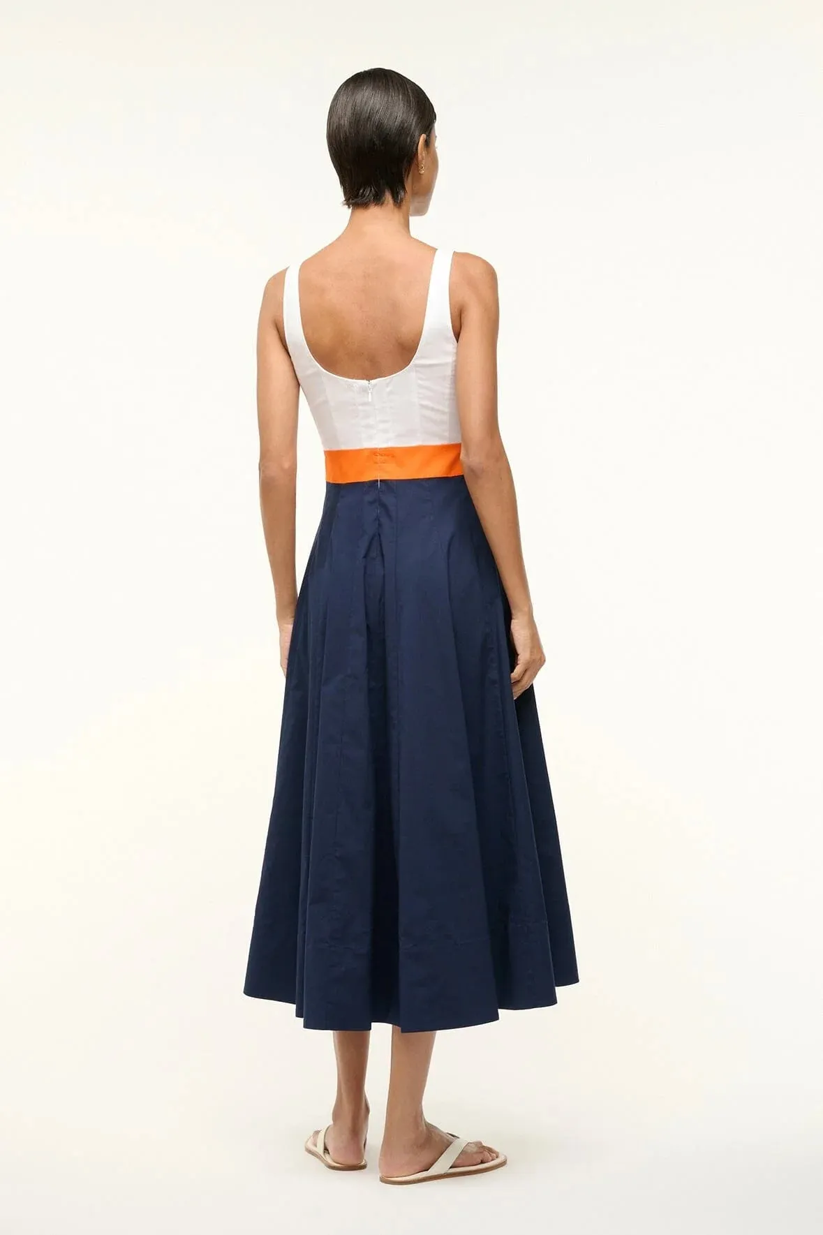 Wells Dress White/Apricot/Navy