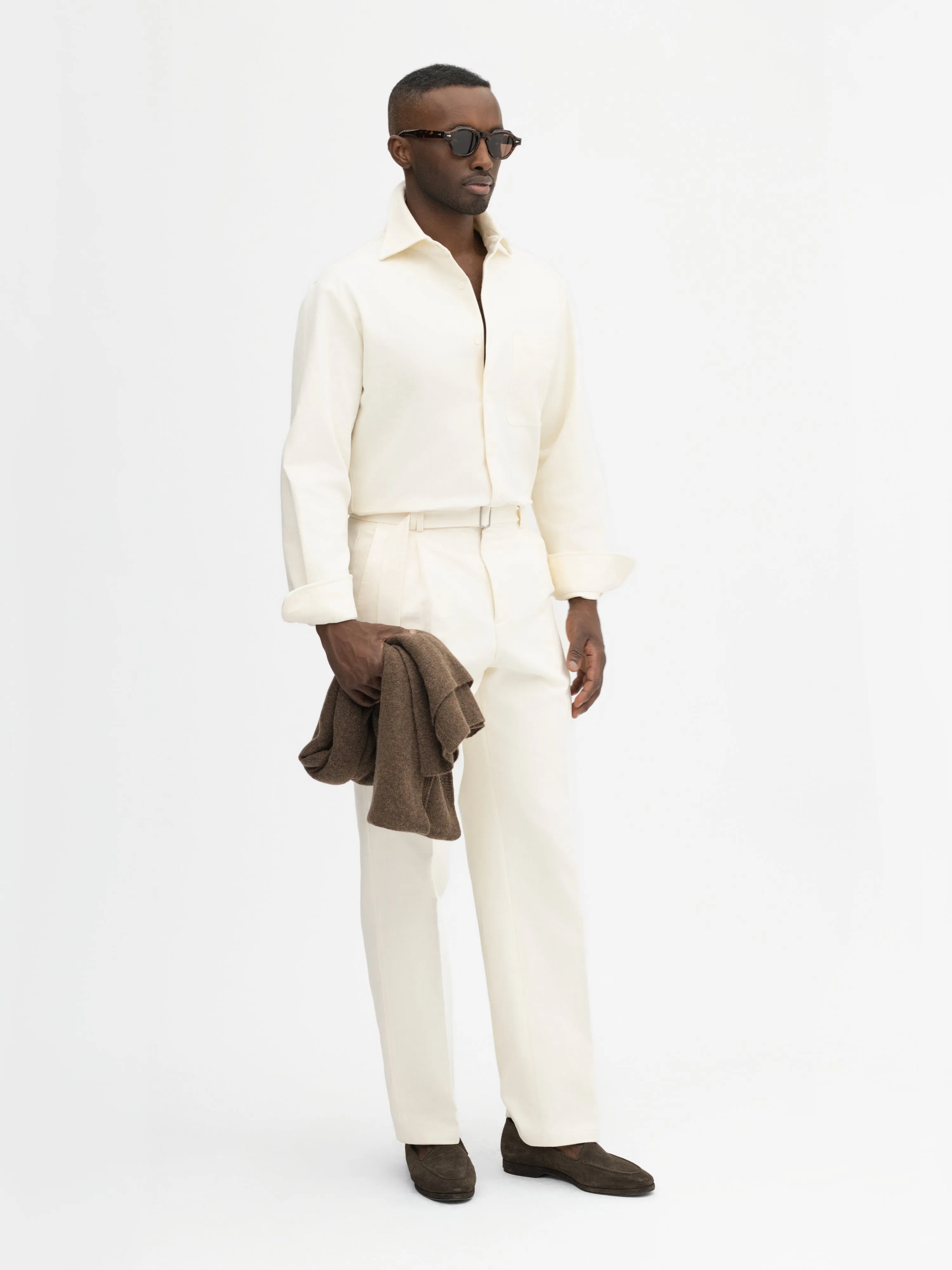 White Brushed Cotton Shirt