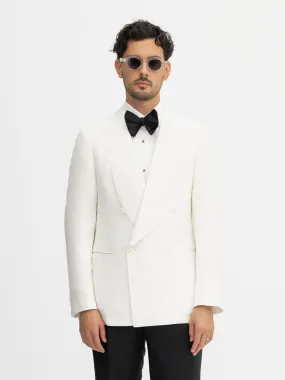 White Dupioni Silk Tuxedo Jacket
