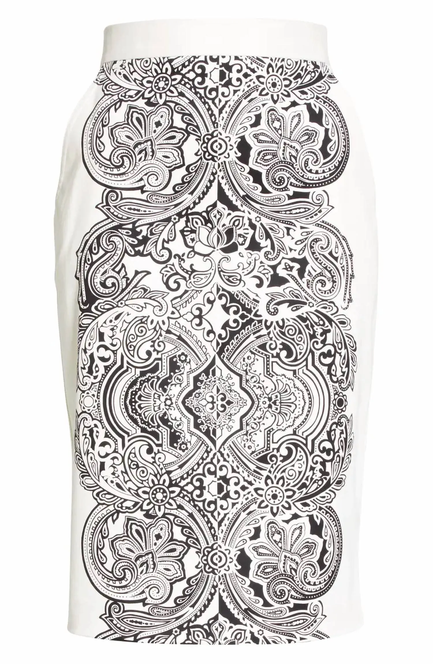 Zinnia-Paisley Front Pencil Skrt in Silk